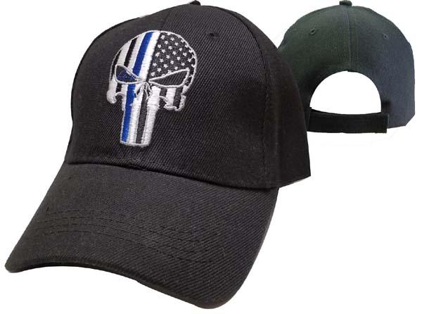 CAP991C Skull Flag Thin Blue Line Cap image