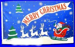 3X5 MERRY CHRISTMAS SANTA SLEIGH image