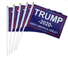 TRUMP 2020 FLAG ON A STICK 9 " x 6 ( sold the 10 PACK)