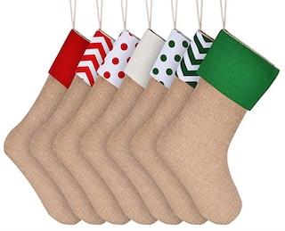 Natural burlap stocking for hanging christmas gifts ( PICK STYLE) image