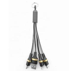 3 in 1 USB SQUID Cable Keychain Charger for Iphone, Type C, Micro image