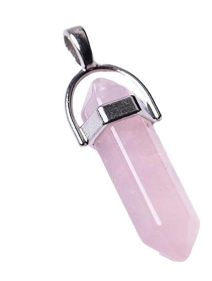 BULLET SHAPED ROSE QUARTZ CUT STONE PENDANTS image