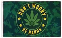 DON'T WORRY BE HAPPY POT LEAF MARIJUANA 3' X 5' FLAG image