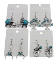 ASSORTED SILVER & TURQUOISE EARRINGS SOLD BY PAIR image