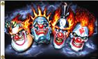 FOUR CIRCUS CLOWNS 3 X 5 DELUXE FLAG *- CLOSEOUT NOW $ 5 EA