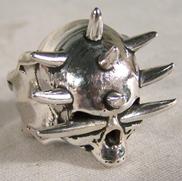 SILVER BIKER RING SPIKED SKULL HEAD image
