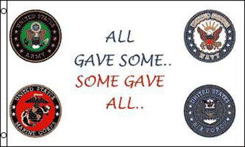 ALL GAVE SOME 4 EMBLEM MILITARY 3 X5 FLAG image