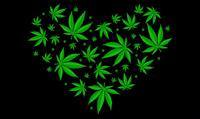 LOVE HEART POT LEAF MARIJUANA 3 X 5 FLAG image