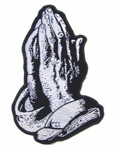 JUMBO 10 INCH PRAYING RELIGIOUS HANDS EMBROIDERED PATCH image