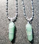 STAINLESS STEEL NECKLACE W GREEN ADVENTURINE STONE WRAP PENDANT image