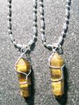 STAINLESS STEEL NECKLACE W TIGER EYE STONE WRAPPED  PENDANT image