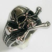 SKULL AND CROSS BONES STAINLESS STEEL BIKER RING image
