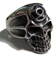 PENTAGRAM SKULL HEAD  STAINLESS STEEL BIKER RING image