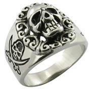 SKULL  PIRATE STAINLESS STEEL BIKER RING image