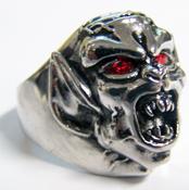 DEMON MONSTER HEAD STAINLESS STEEL BIKER RING image