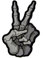 JUMBO SKELETON HAND BONES PEACE SIGN 11 IN EMBROIDERED PATCH image