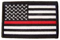 THIN RED LINE AMERICAN FLAG EMBROIDERED 3 INCH PATCH image