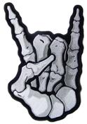 JUMBO SKELETON HAND BONES HANG LOOSE 11 IN EMBROIDERED PATCH image