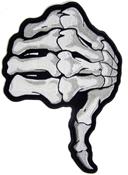 JUMBO SKELETON HAND BONES THUMBS DOWN 11 IN EMBROIDERED PATCH image