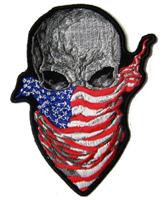 AMERICAN FLAG BANDANA SKULL 4 IN EMBROIDERED PATCH image