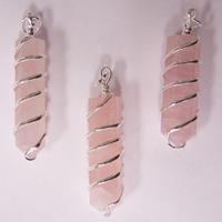 ROSE QUARTZ COIL WRAPPED STONE PENDANT image