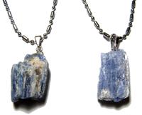 BLUE KYANITE ROUGH NATURAL STONE STAINLESS BALL CHAIN NECKLACE image