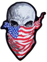 SKULL WITH AMERICAN FLAG BANDANA JUMBO 12 INCH PATCH image