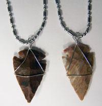 STAINLESS BALL CHAIN NECKLACE W WIRE WRAPPED ARROWHEAD PENDANT image