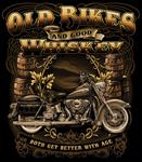 VINTAGE OLD BIKES & GOOD WHISKEY BIKER BLACK SHORT SLEEVE TEE-SHI image