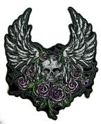 SKULL WINGS & ROSES  BIKER 5 IN EMBROIDERIED PATCH image