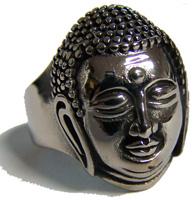 BUDDHA HEAD STAINLESS STEEL BIKER RING image