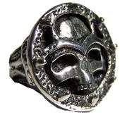 SKULL HEAD IN CIRCLE OF SPIKES DELUXE SILVER BIKER RNG *CLOSEOUT image