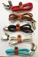 REAL LEATHER ASST COLORS IPHONE 5 6 7 CELL PHONE CHARGER CORD image