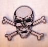 SKULL BONES IN MOUTH EMBROIDERED BIKER PATCH image