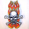 SKULL X BONE FLAMES EMBROIDERED BIKER PATCH image