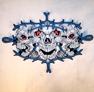 JUMBO 11 INCH PATCH TRIPLE SKULL BARB WIRE -* CLOSEOUT $ 4.95 EA image