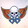 JUMBO PISTON SKULL 11 INCH PATCH -* CLOSEOUT $ 4.95 EA image