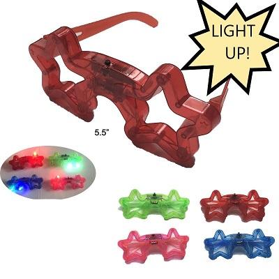 FLASHING LIGHT UP RAINBOW LED STAR GLASSES DOZEN image