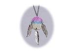 18 INCH METAL DREAM CATCHER SILVER RAINBOW NECKLACE WITH FEATHERS image