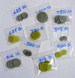 Brass or Stainless Steel Screens - Size .500 - 1000 ct