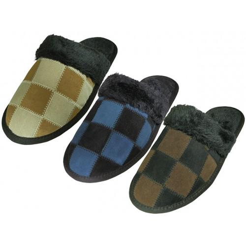 Men Leather Patch Scuff Slippers, Footwear, Shoes image