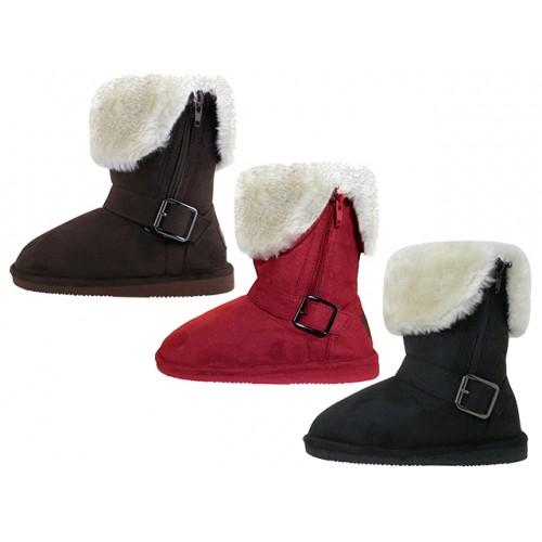 Girl's Faux Fur Boots with Side Zipper, Footwear, Shoes image
