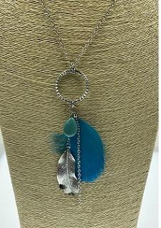 Leaf With Turquoise Stone Necklace image