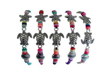 Turtle, Star Fish and Shell Pendant Bracelet. image