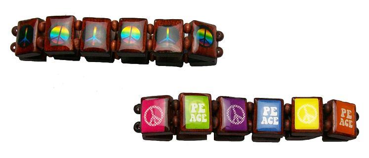 Peace Sign Wood  Bracelet image