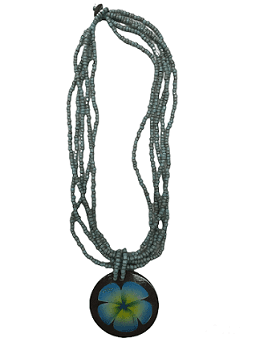 Turquoise Plumeria Coconut Pendant Necklace image