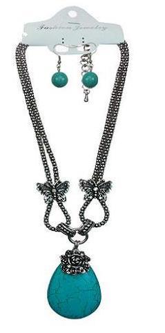 Turquoise Stone Necklace /Earrings image