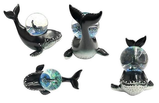 Resin Black Humpback Whale Snow Globe image