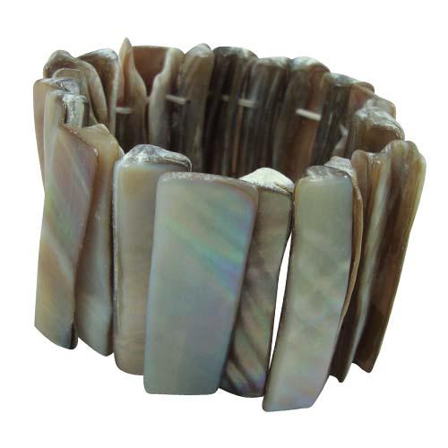 Natural  Stick Shape MOP Shell Stretch Bracelet. image