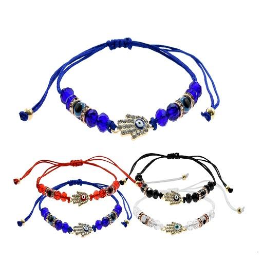 Evil Eye and Hamsa Hand Adjustable Bracelet image